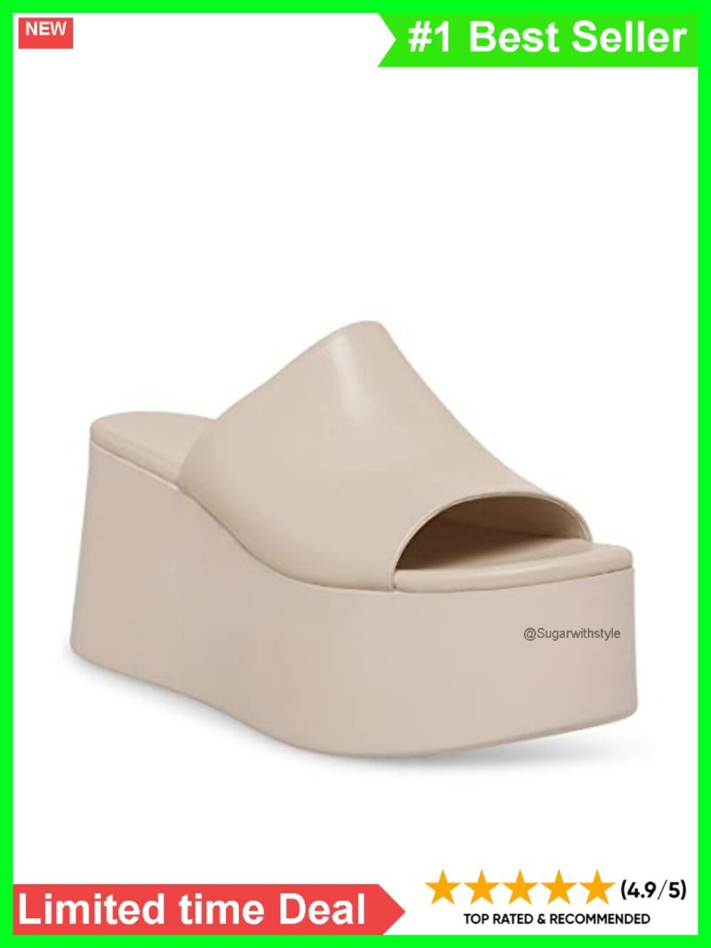 Platform Wedge Sandals Peep Toe Backless Slip On Slides